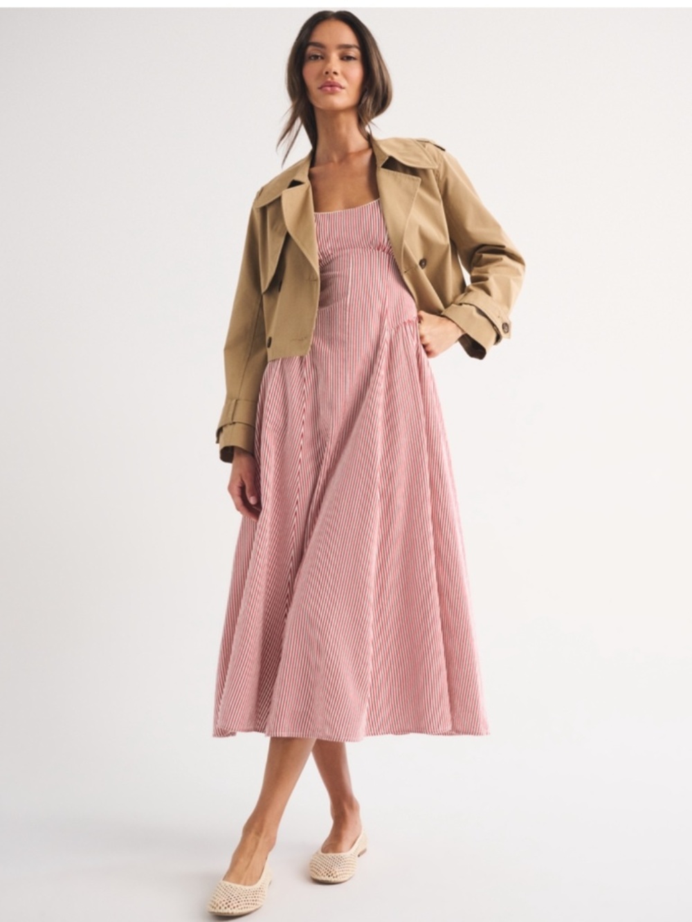 Abercrombie & fitch Linen-Blend A&F Bra-Free Dylan midi dress